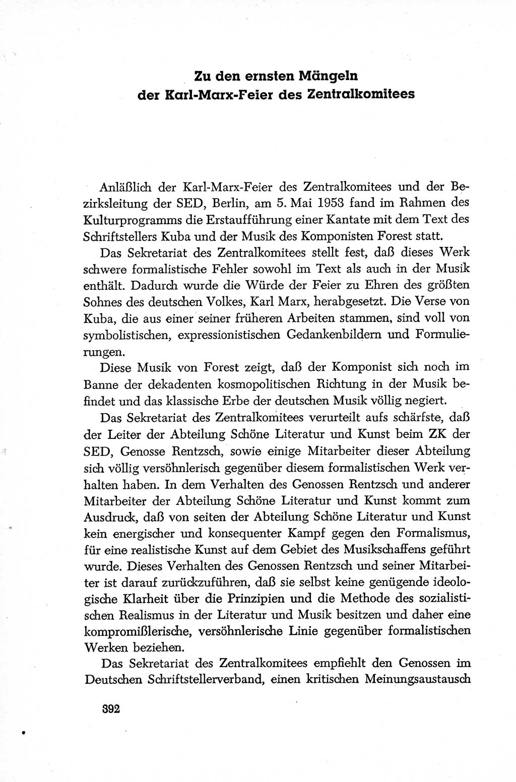 Dokumente der Sozialistischen Einheitspartei Deutschlands (SED) [Deutsche Demokratische Republik (DDR)] 1952-1953, Seite 392 (Dok. SED DDR 1952-1953, S. 392)
