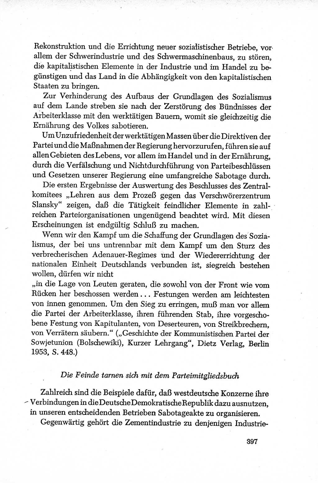 Dokumente der Sozialistischen Einheitspartei Deutschlands (SED) [Deutsche Demokratische Republik (DDR)] 1952-1953, Seite 397 (Dok. SED DDR 1952-1953, S. 397)