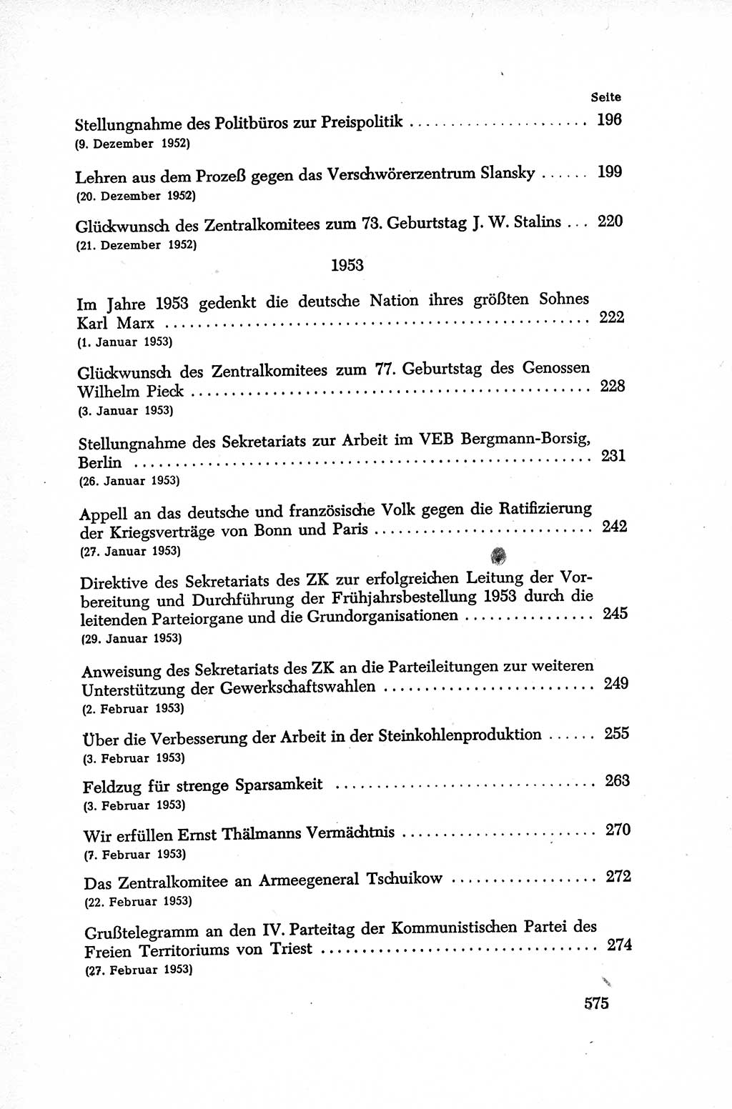 Dokumente der Sozialistischen Einheitspartei Deutschlands (SED) [Deutsche Demokratische Republik (DDR)] 1952-1953, Seite 575 (Dok. SED DDR 1952-1953, S. 575)