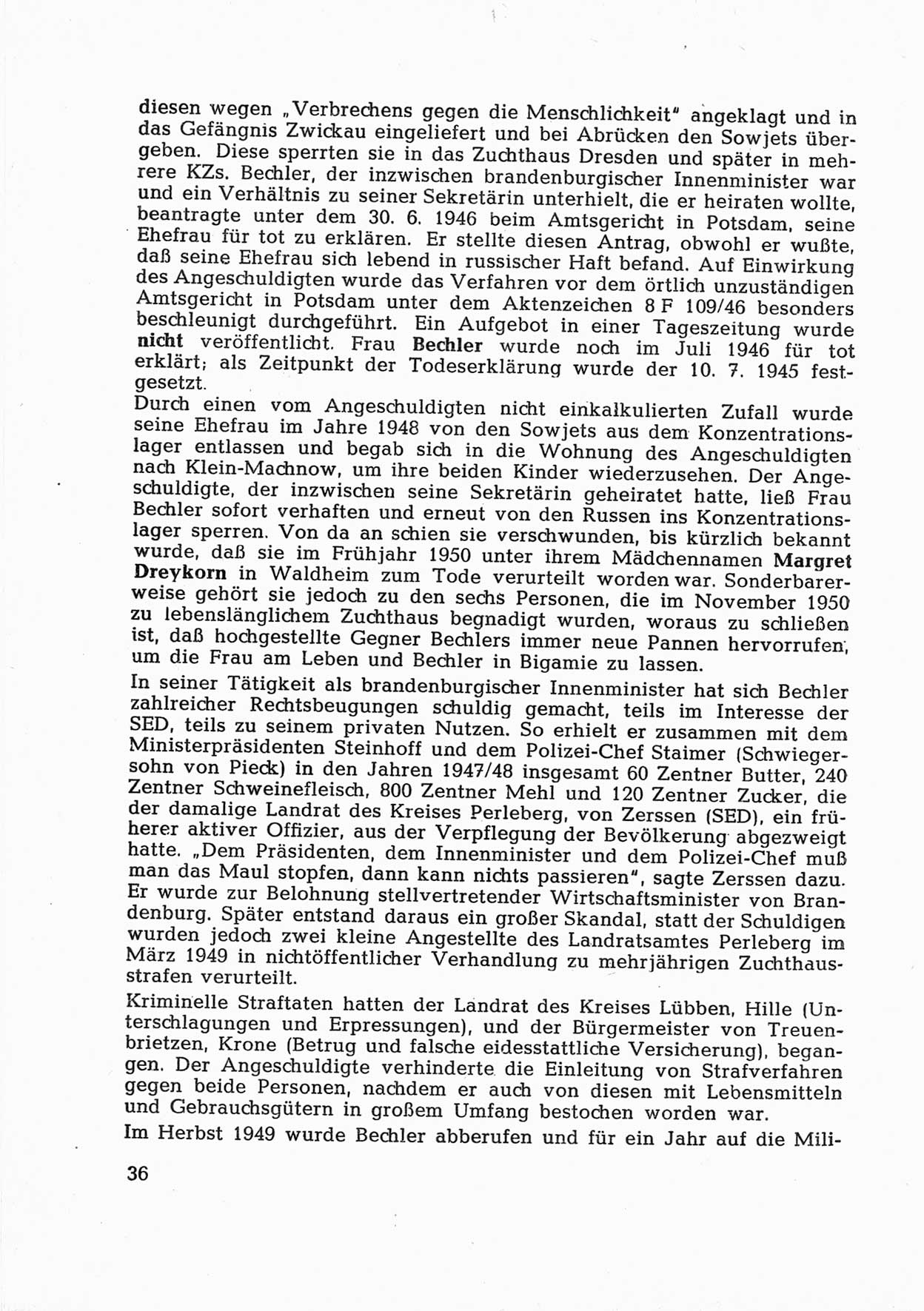 Dokumente des Unrechts [Deutsche Demokratische Republik (DDR)], herausgegeben vom Bundesministerium für gesamtdeutsche Fragen (BMG) [Bundesrepublik Deutschland (BRD)], Bonn, ca. 1952, Seite 36 (Dok. UnR. DDR BMG BRD 1952, S. 36)