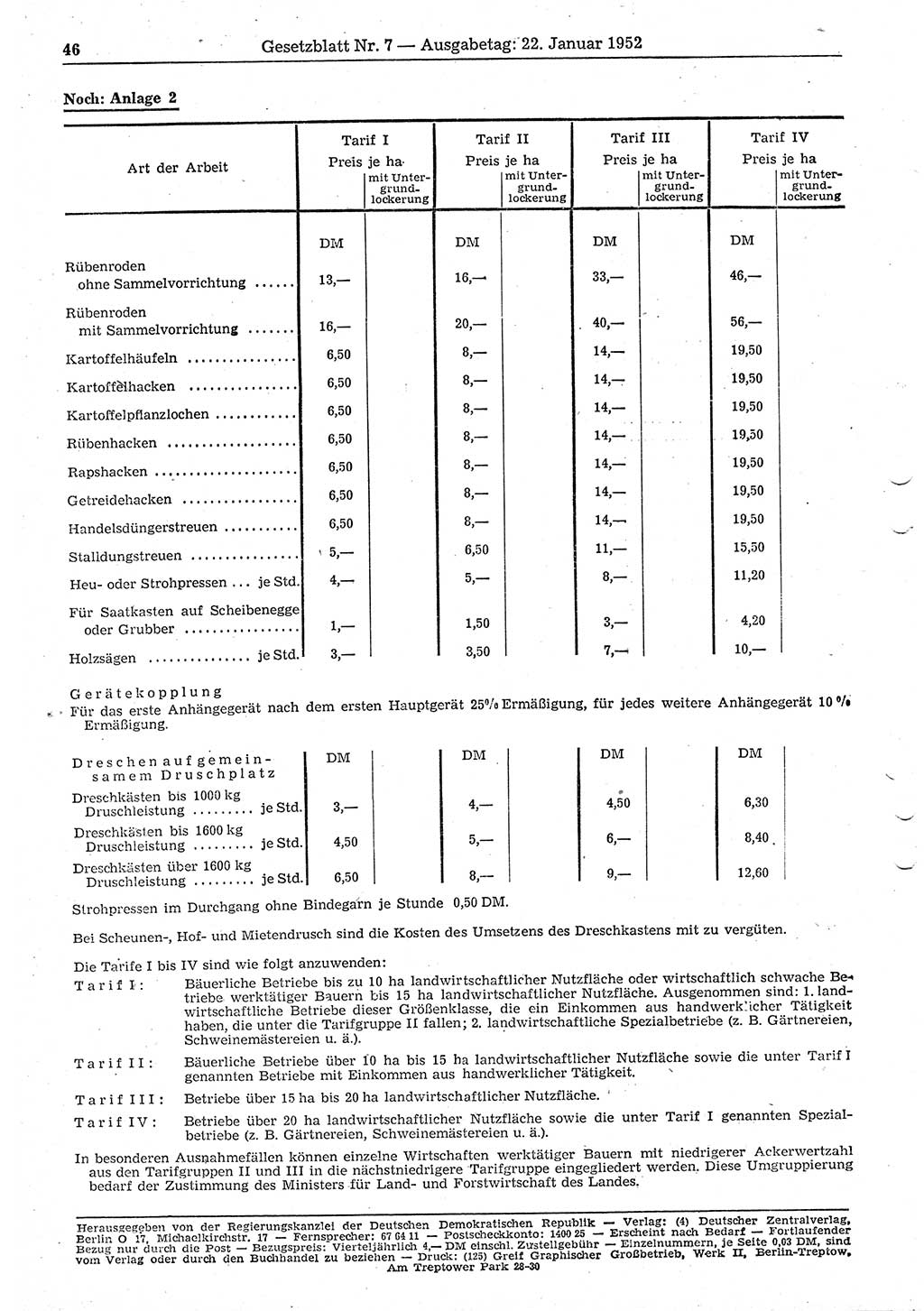Gesetzblatt (GBl.) der Deutschen Demokratischen Republik (DDR) 1952, Seite 46 (GBl. DDR 1952, S. 46)