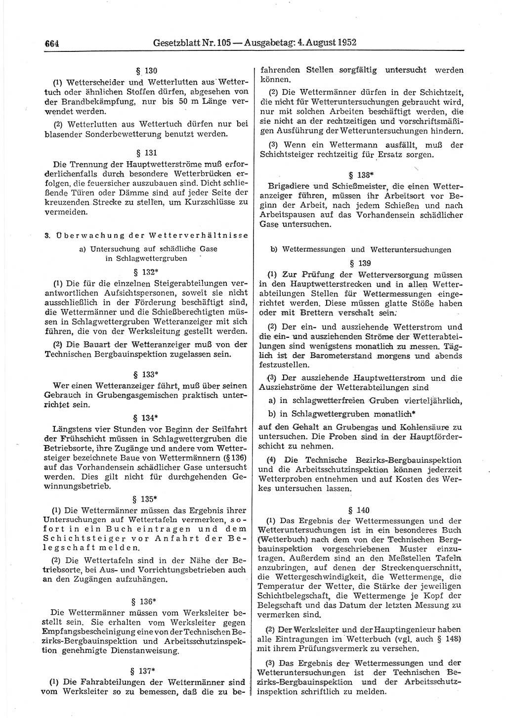 Gesetzblatt (GBl.) der Deutschen Demokratischen Republik (DDR) 1952, Seite 664 (GBl. DDR 1952, S. 664)