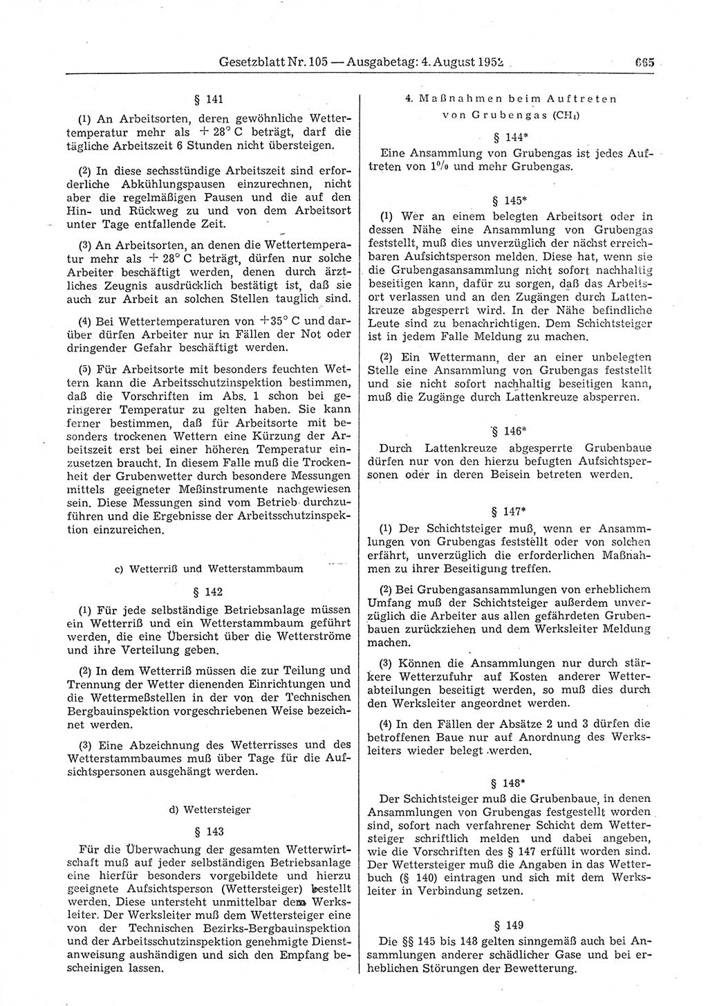 Gesetzblatt (GBl.) der Deutschen Demokratischen Republik (DDR) 1952, Seite 665 (GBl. DDR 1952, S. 665)