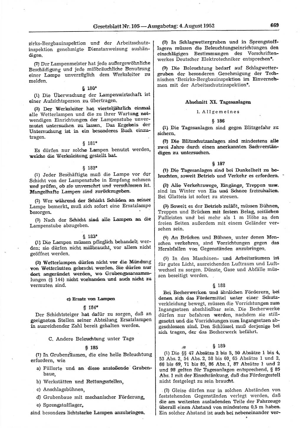 Gesetzblatt (GBl.) der Deutschen Demokratischen Republik (DDR) 1952, Seite 669 (GBl. DDR 1952, S. 669)