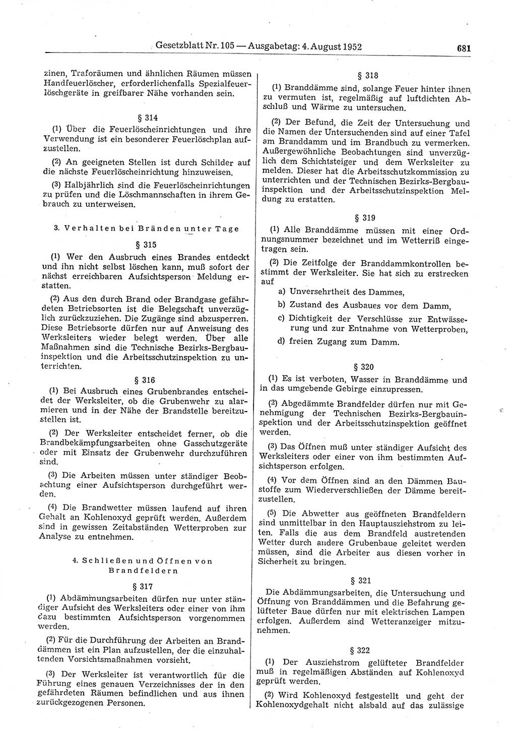 Gesetzblatt (GBl.) der Deutschen Demokratischen Republik (DDR) 1952, Seite 681 (GBl. DDR 1952, S. 681)