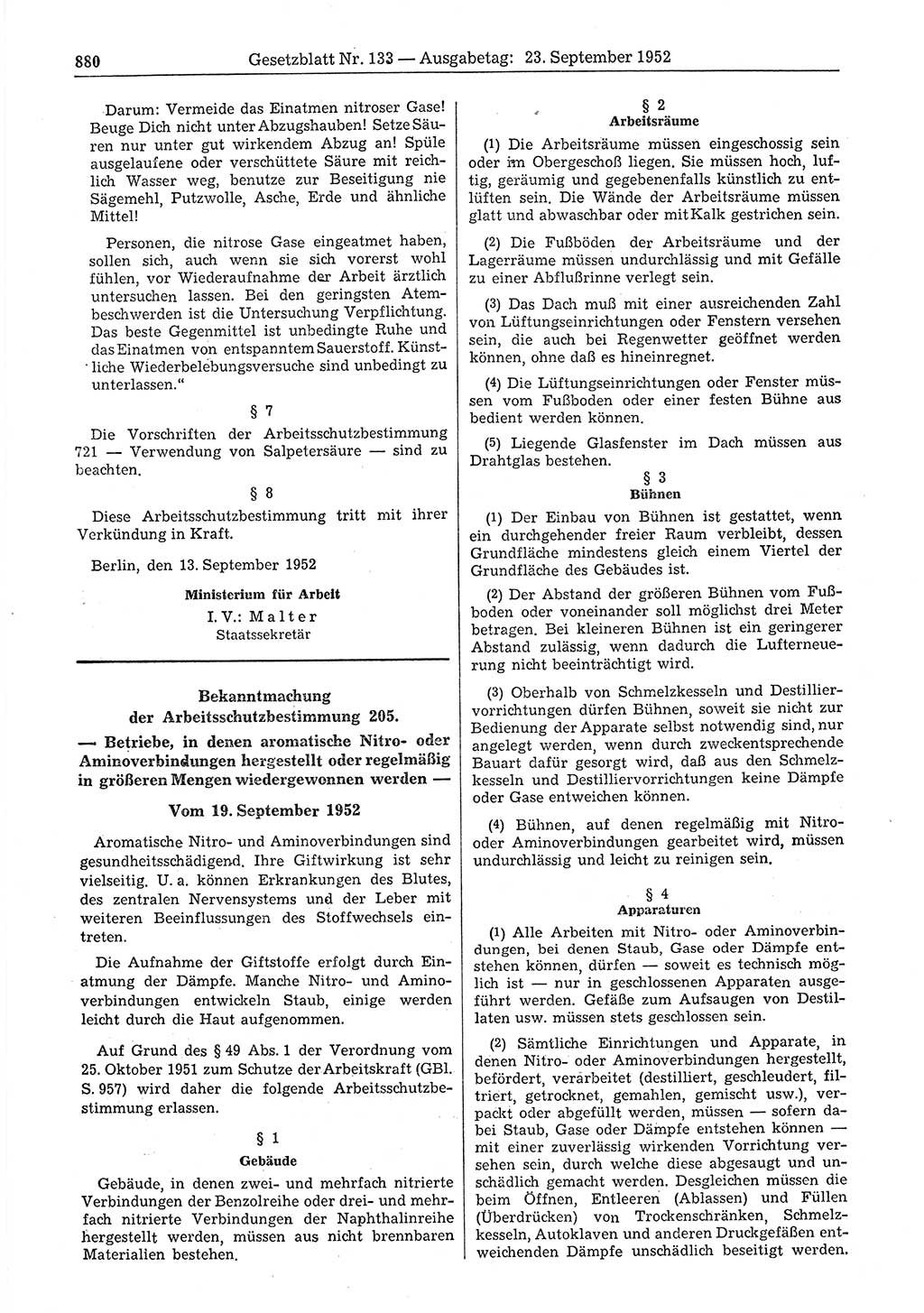 Gesetzblatt (GBl.) der Deutschen Demokratischen Republik (DDR) 1952, Seite 880 (GBl. DDR 1952, S. 880)