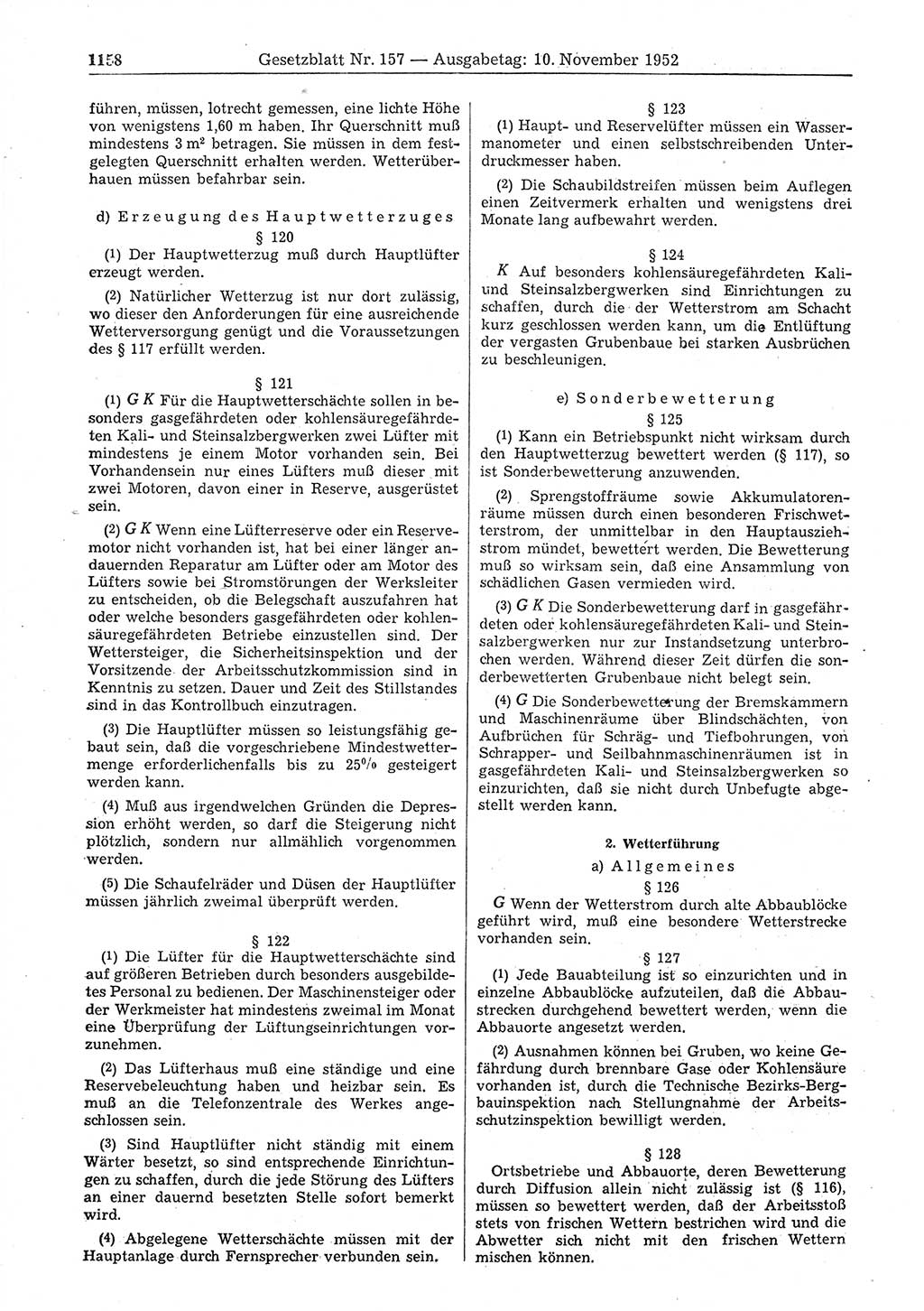 Gesetzblatt (GBl.) der Deutschen Demokratischen Republik (DDR) 1952, Seite 1158 (GBl. DDR 1952, S. 1158)