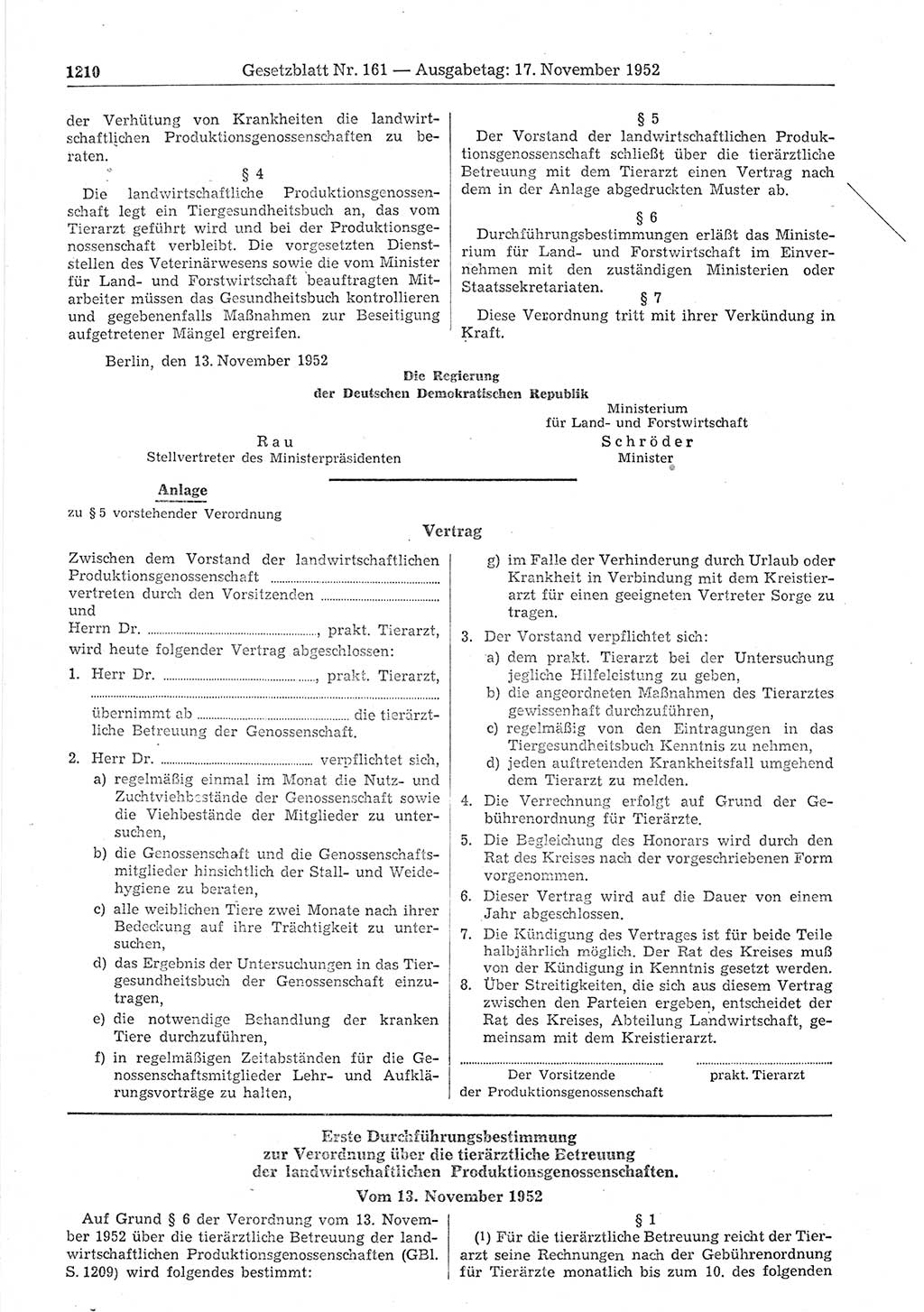 Gesetzblatt (GBl.) der Deutschen Demokratischen Republik (DDR) 1952, Seite 1210 (GBl. DDR 1952, S. 1210)