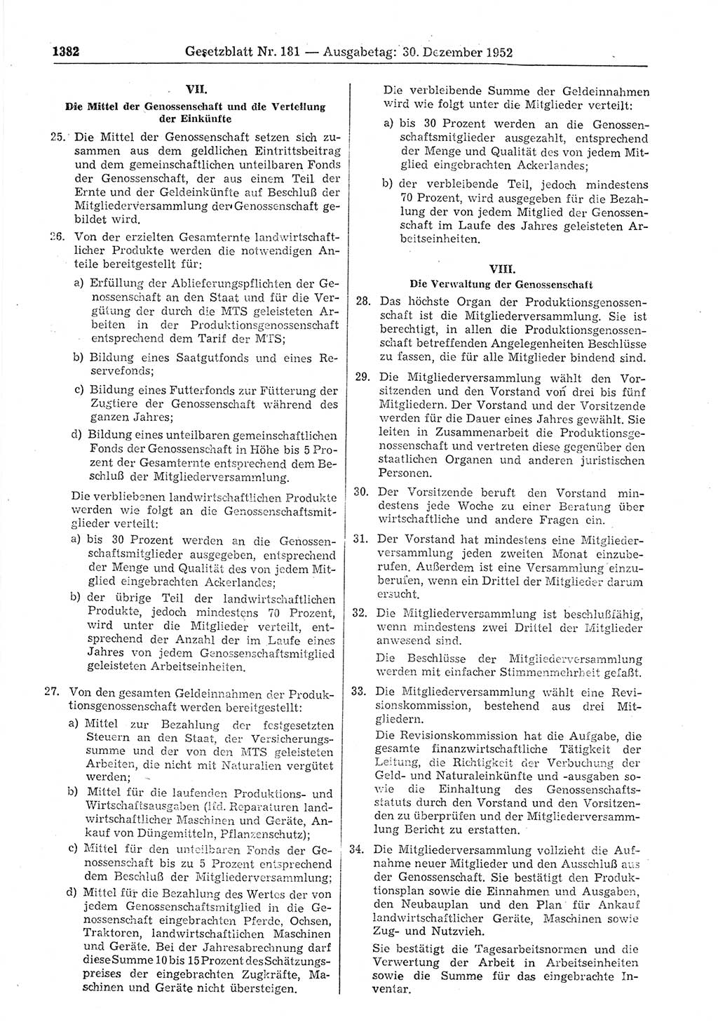 Gesetzblatt (GBl.) der Deutschen Demokratischen Republik (DDR) 1952, Seite 1382 (GBl. DDR 1952, S. 1382)
