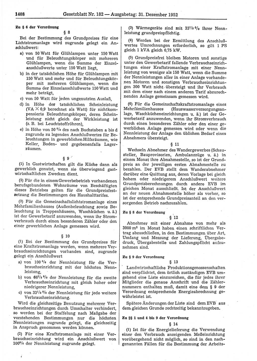 Gesetzblatt (GBl.) der Deutschen Demokratischen Republik (DDR) 1952, Seite 1408 (GBl. DDR 1952, S. 1408)