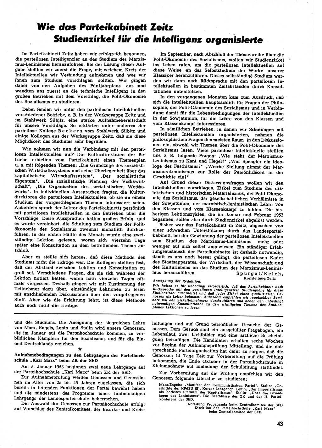 Neuer Weg (NW), Halbmonatsschrift für aktuelle Fragen der Arbeiterbewegung [Zentralkomitee (ZK) Sozialistische Einheitspartei Deutschlands (SED)], 7. Jahrgang [Deutsche Demokratische Republik (DDR)] 1952, Heft 17/43 (NW ZK SED DDR 1952, H. 17/43)