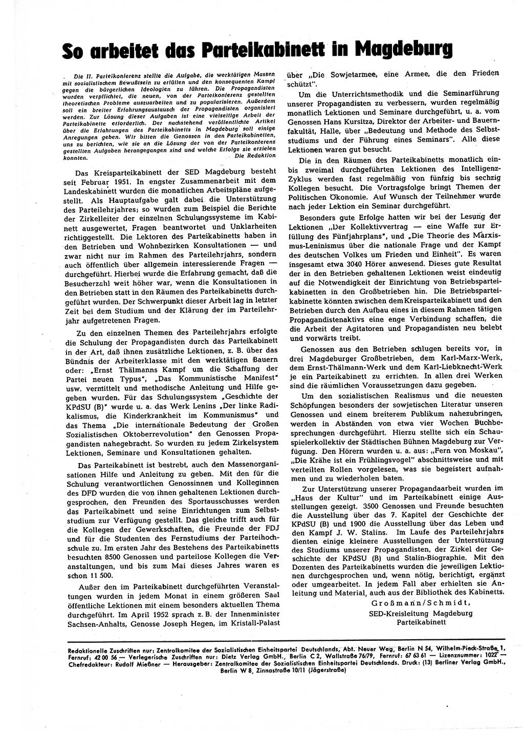 Neuer Weg (NW), Halbmonatsschrift für aktuelle Fragen der Arbeiterbewegung [Zentralkomitee (ZK) Sozialistische Einheitspartei Deutschlands (SED)], 7. Jahrgang [Deutsche Demokratische Republik (DDR)] 1952, Heft 17/44 (NW ZK SED DDR 1952, H. 17/44)