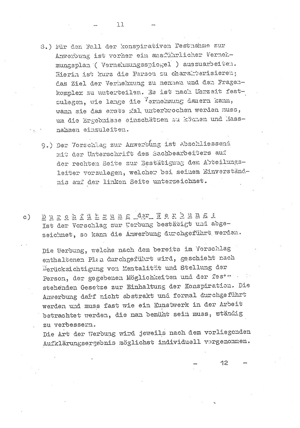 Richtlinie Nr. 21 über die Suche, Anwerbung und Arbeit mit Informatoren, geheimen Mitarbeitern und Personen, die konspirative Wohnungen unterhalten, Deutschen Demokratischen Republik (DDR), Ministerium für Staatssicherheit (MfS), Der Staatssekretär (Mielke), Geheime Verschlußsache (GVS) 1855/52, Berlin 1952, Seite 11 (RL 21 DDR MfS Sts. GVS 1855/52 1952, S. 11)