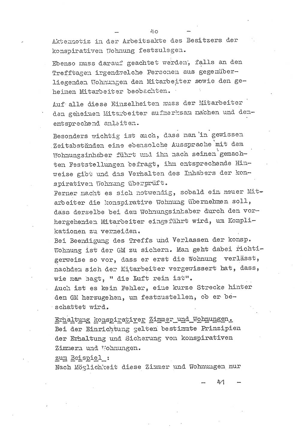 Richtlinie Nr. 21 über die Suche, Anwerbung und Arbeit mit Informatoren, geheimen Mitarbeitern und Personen, die konspirative Wohnungen unterhalten, Deutschen Demokratischen Republik (DDR), Ministerium für Staatssicherheit (MfS), Der Staatssekretär (Mielke), Geheime Verschlußsache (GVS) 1855/52, Berlin 1952, Seite 40 (RL 21 DDR MfS Sts. GVS 1855/52 1952, S. 40)