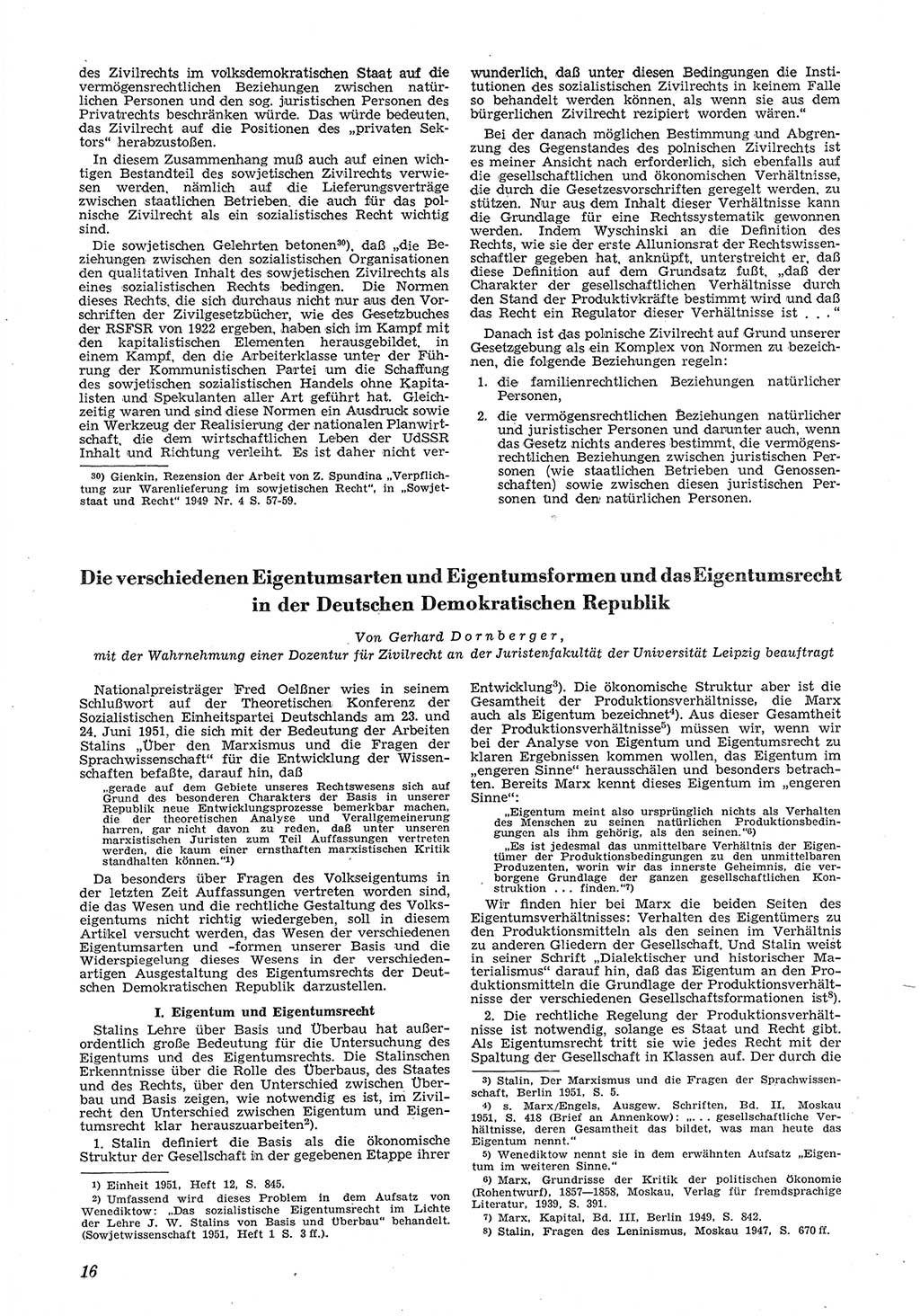 Neue Justiz (NJ), Zeitschrift für Recht und Rechtswissenschaft [Deutsche Demokratische Republik (DDR)], 6. Jahrgang 1952, Seite 16 (NJ DDR 1952, S. 16)