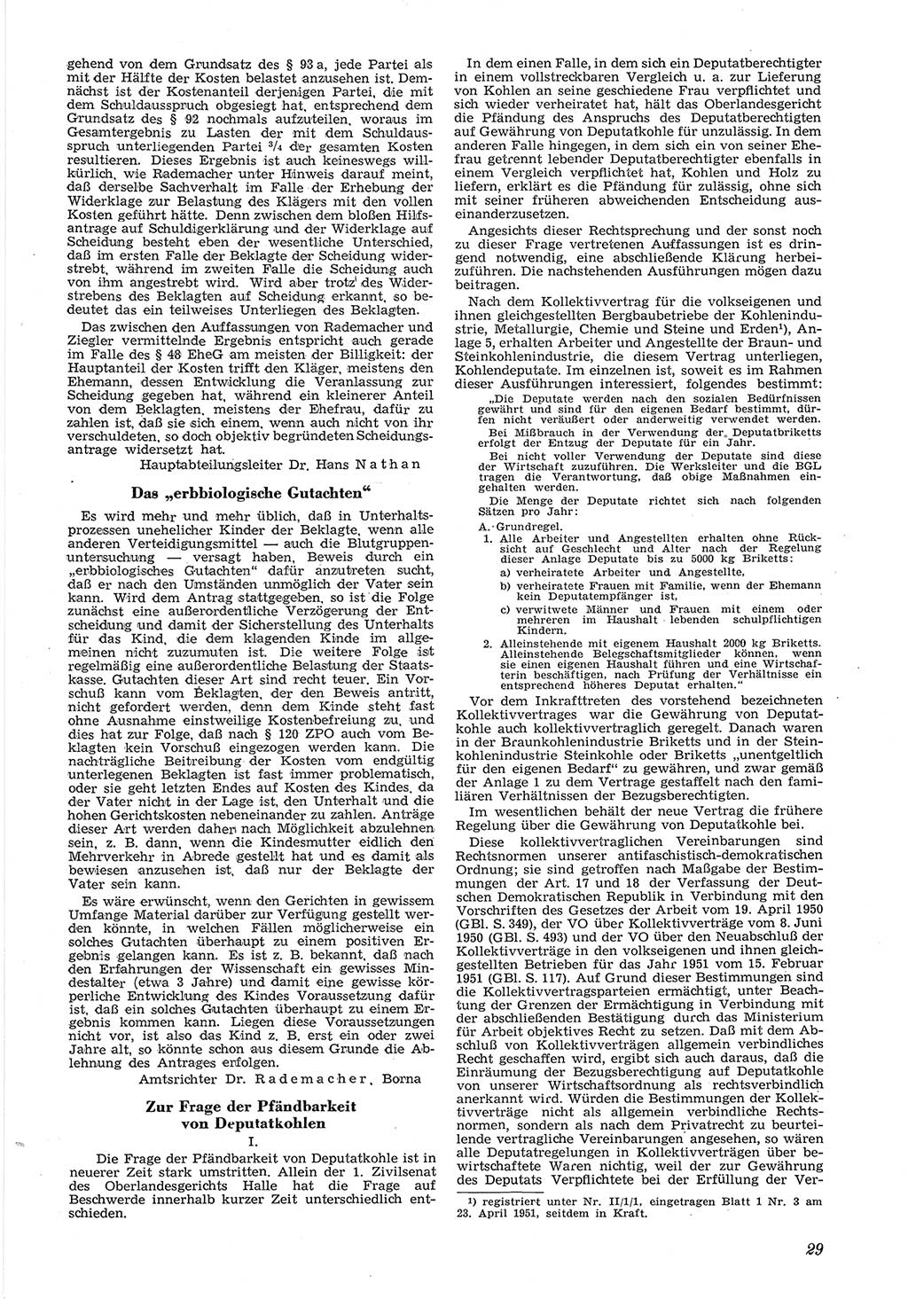 Neue Justiz (NJ), Zeitschrift für Recht und Rechtswissenschaft [Deutsche Demokratische Republik (DDR)], 6. Jahrgang 1952, Seite 29 (NJ DDR 1952, S. 29)