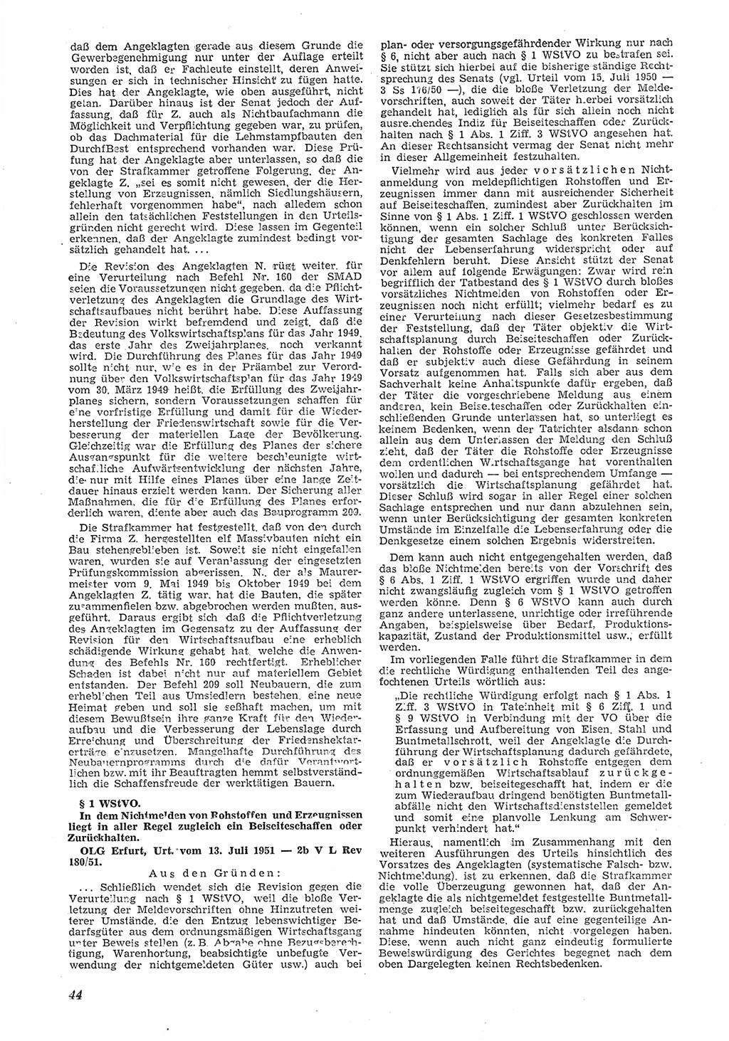 Neue Justiz (NJ), Zeitschrift für Recht und Rechtswissenschaft [Deutsche Demokratische Republik (DDR)], 6. Jahrgang 1952, Seite 44 (NJ DDR 1952, S. 44)