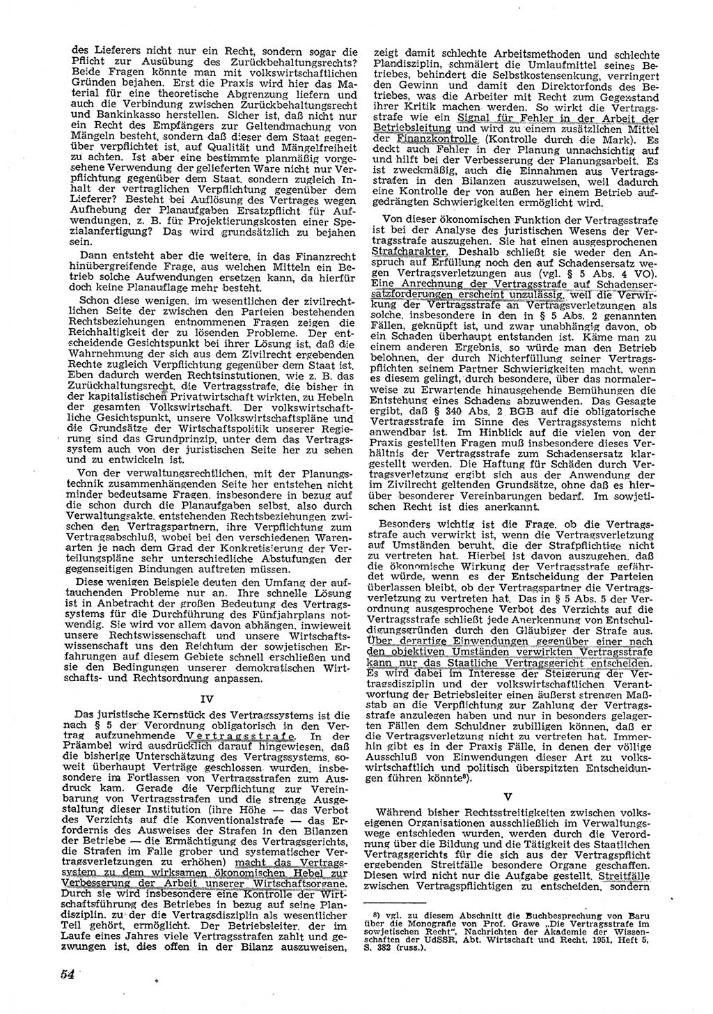 Neue Justiz (NJ), Zeitschrift für Recht und Rechtswissenschaft [Deutsche Demokratische Republik (DDR)], 6. Jahrgang 1952, Seite 54 (NJ DDR 1952, S. 54)