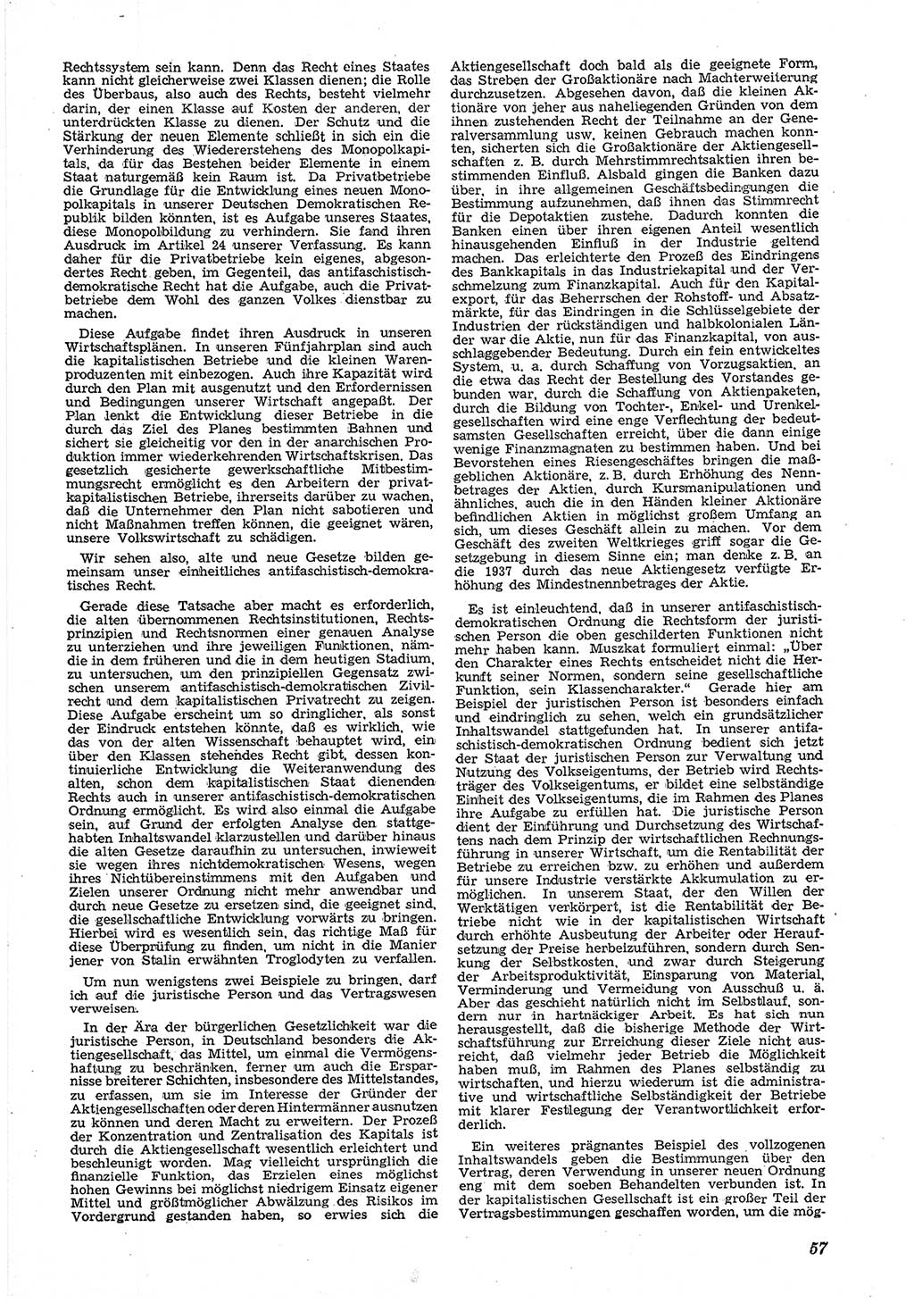 Neue Justiz (NJ), Zeitschrift für Recht und Rechtswissenschaft [Deutsche Demokratische Republik (DDR)], 6. Jahrgang 1952, Seite 57 (NJ DDR 1952, S. 57)