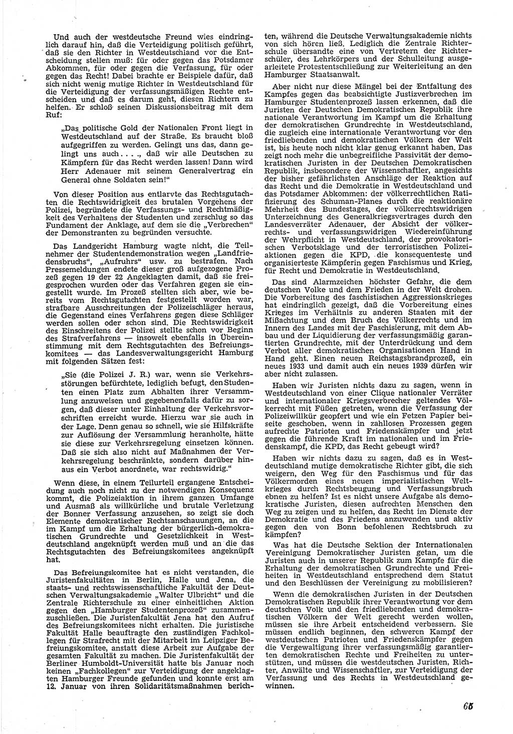 Neue Justiz (NJ), Zeitschrift für Recht und Rechtswissenschaft [Deutsche Demokratische Republik (DDR)], 6. Jahrgang 1952, Seite 65 (NJ DDR 1952, S. 65)