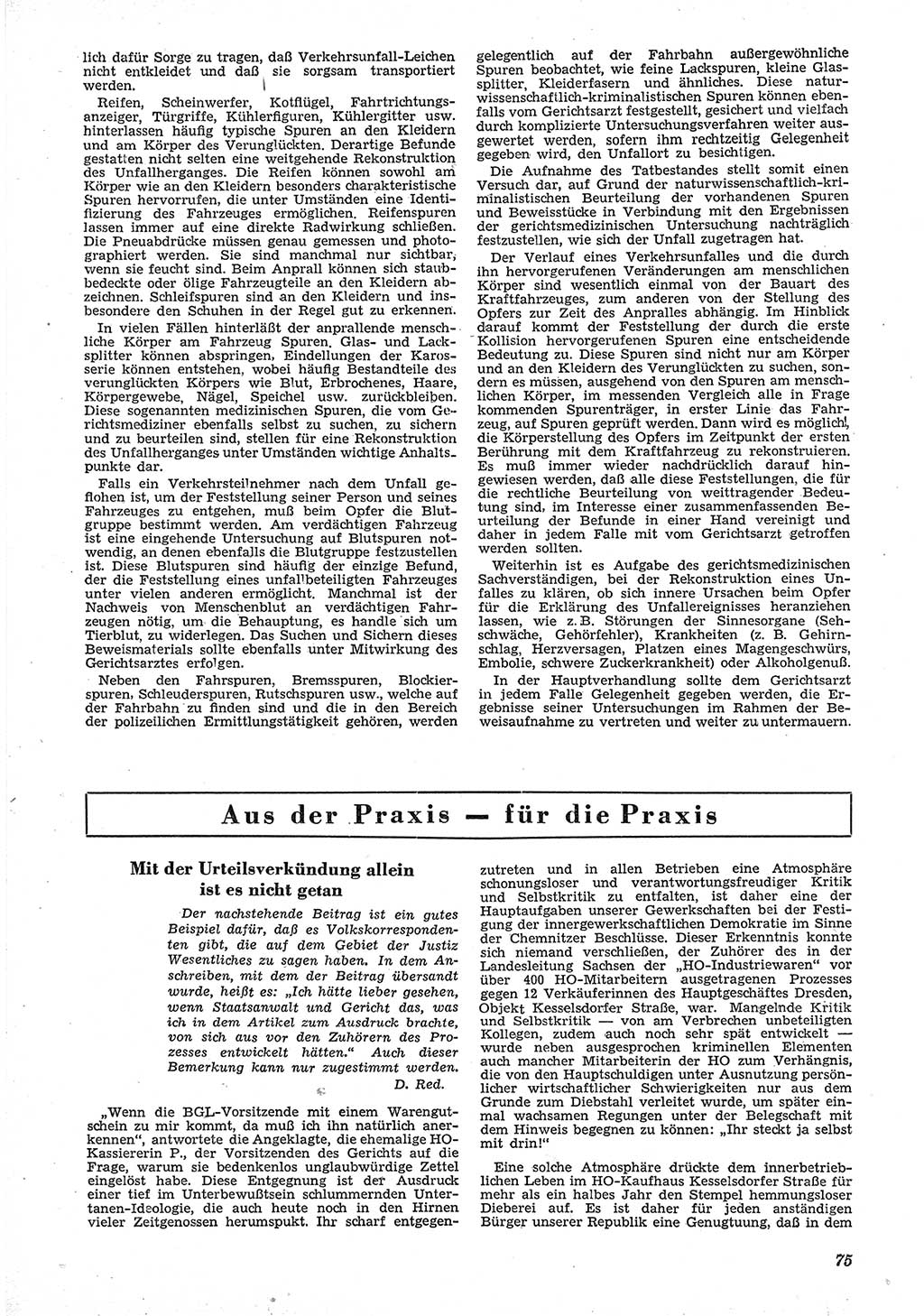 Neue Justiz (NJ), Zeitschrift für Recht und Rechtswissenschaft [Deutsche Demokratische Republik (DDR)], 6. Jahrgang 1952, Seite 75 (NJ DDR 1952, S. 75)