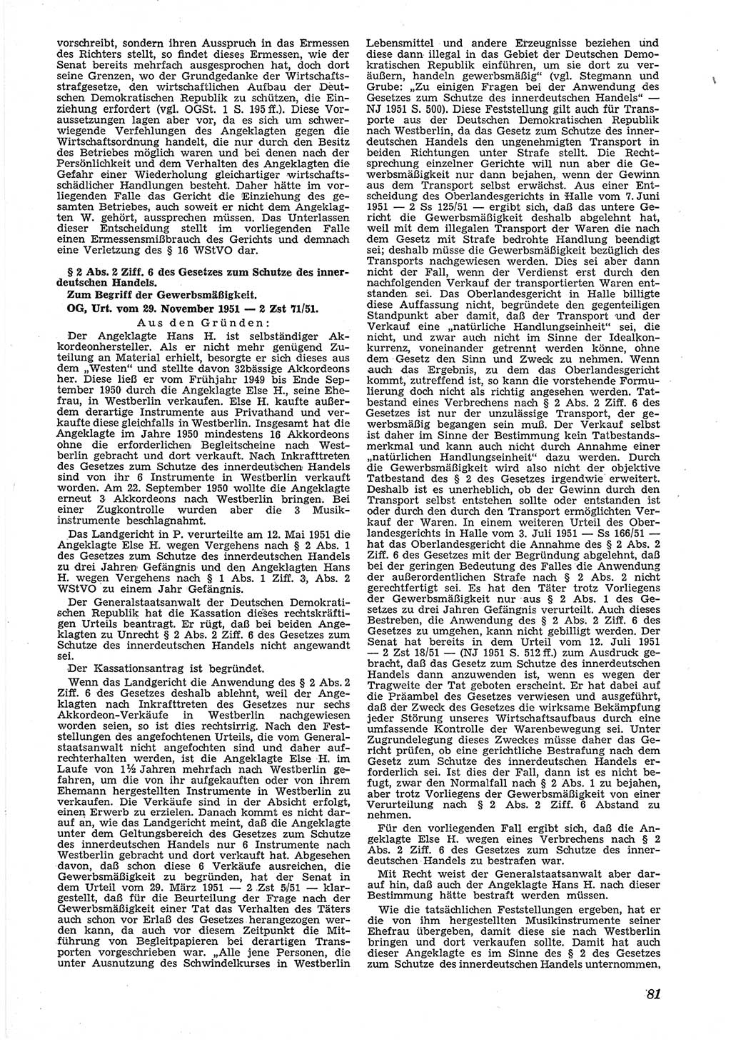 Neue Justiz (NJ), Zeitschrift für Recht und Rechtswissenschaft [Deutsche Demokratische Republik (DDR)], 6. Jahrgang 1952, Seite 81 (NJ DDR 1952, S. 81)