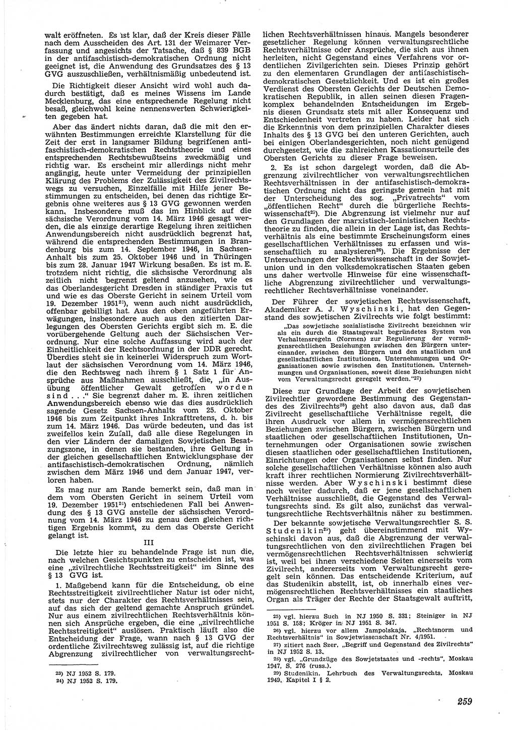 Neue Justiz (NJ), Zeitschrift für Recht und Rechtswissenschaft [Deutsche Demokratische Republik (DDR)], 6. Jahrgang 1952, Seite 259 (NJ DDR 1952, S. 259)