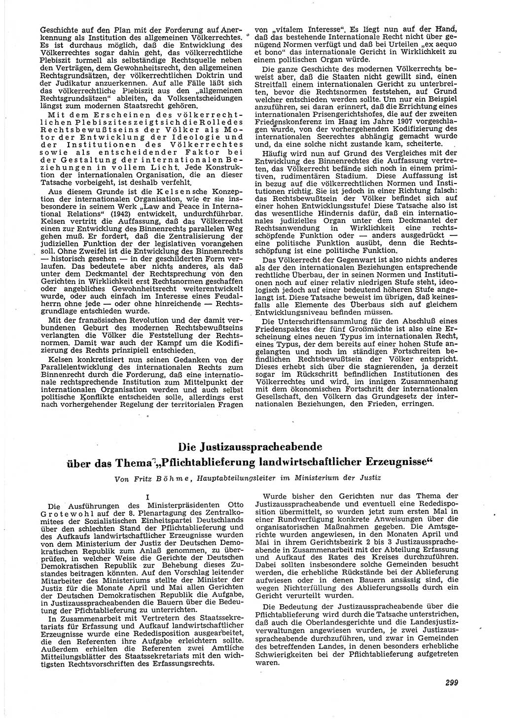 Neue Justiz (NJ), Zeitschrift für Recht und Rechtswissenschaft [Deutsche Demokratische Republik (DDR)], 6. Jahrgang 1952, Seite 299 (NJ DDR 1952, S. 299)