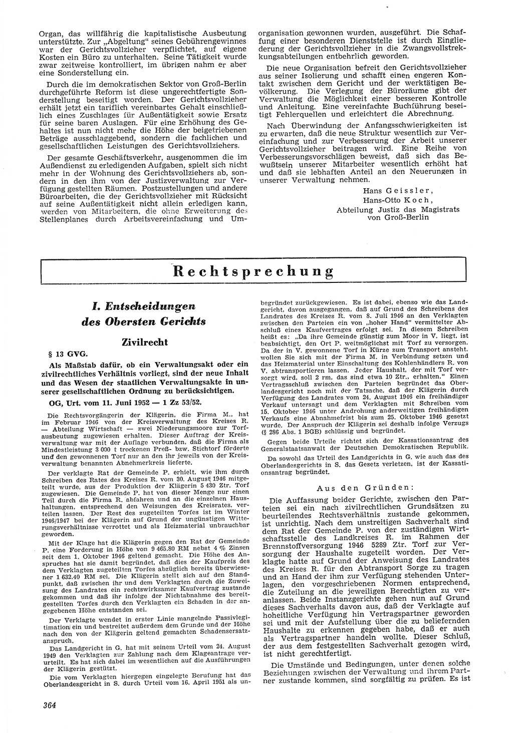 Neue Justiz (NJ), Zeitschrift für Recht und Rechtswissenschaft [Deutsche Demokratische Republik (DDR)], 6. Jahrgang 1952, Seite 364 (NJ DDR 1952, S. 364)