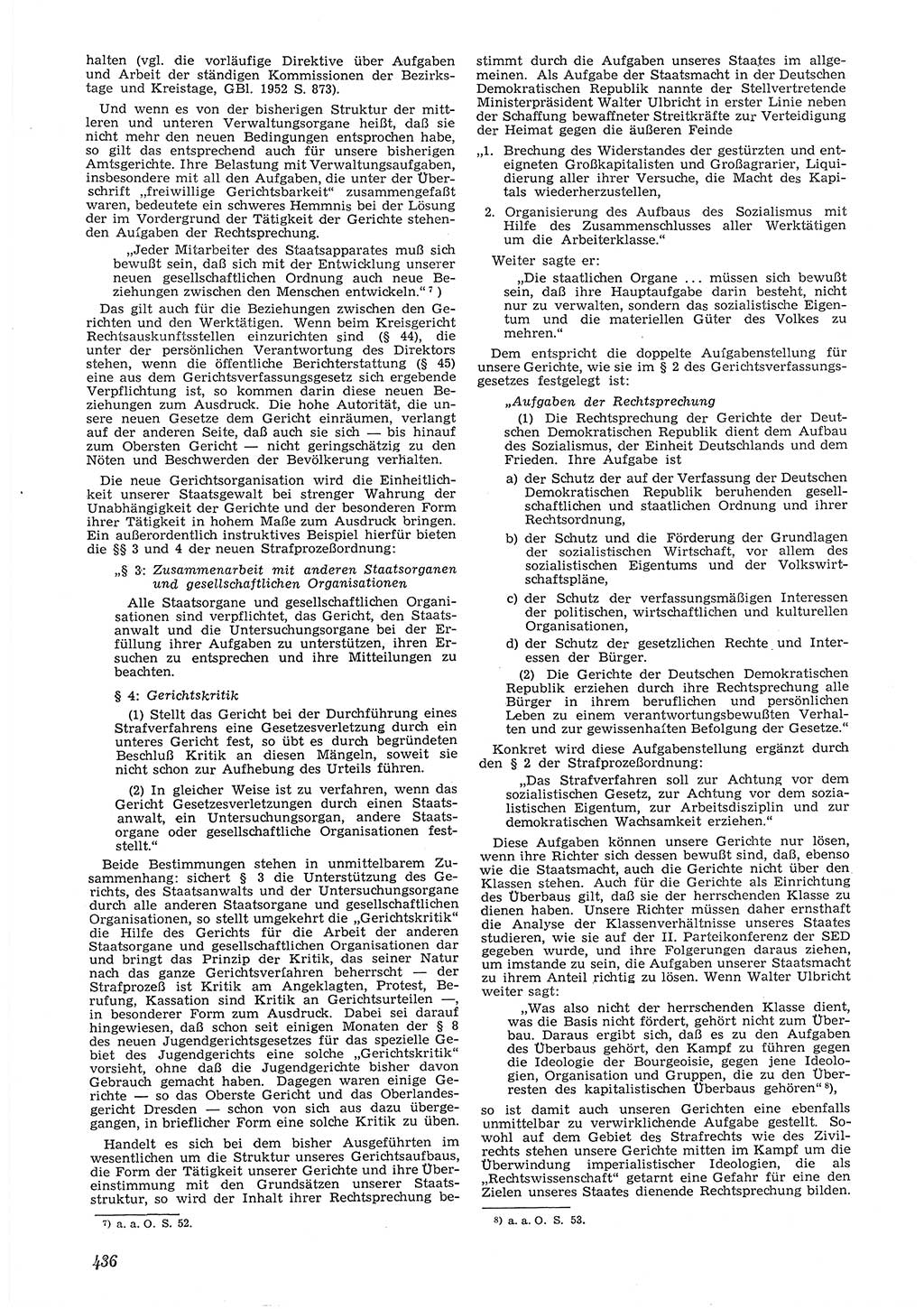 Neue Justiz (NJ), Zeitschrift für Recht und Rechtswissenschaft [Deutsche Demokratische Republik (DDR)], 6. Jahrgang 1952, Seite 436 (NJ DDR 1952, S. 436)