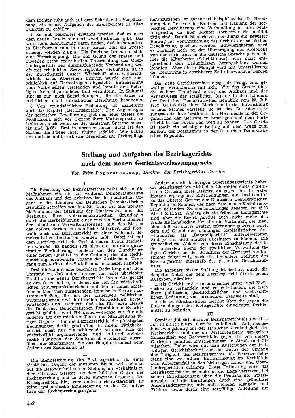 Neue Justiz (NJ), Zeitschrift für Recht und Rechtswissenschaft [Deutsche Demokratische Republik (DDR)], 6. Jahrgang 1952, Seite 442 (NJ DDR 1952, S. 442)