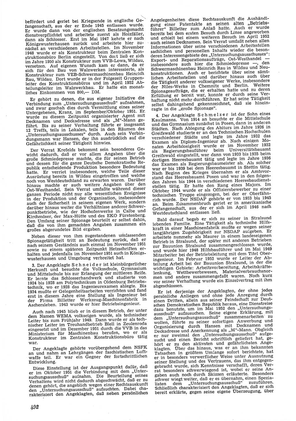 Neue Justiz (NJ), Zeitschrift für Recht und Rechtswissenschaft [Deutsche Demokratische Republik (DDR)], 6. Jahrgang 1952, Seite 492 (NJ DDR 1952, S. 492)