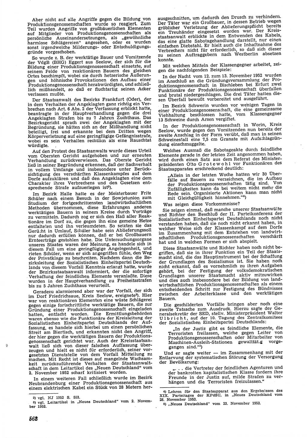 Neue Justiz (NJ), Zeitschrift für Recht und Rechtswissenschaft [Deutsche Demokratische Republik (DDR)], 6. Jahrgang 1952, Seite 562 (NJ DDR 1952, S. 562)