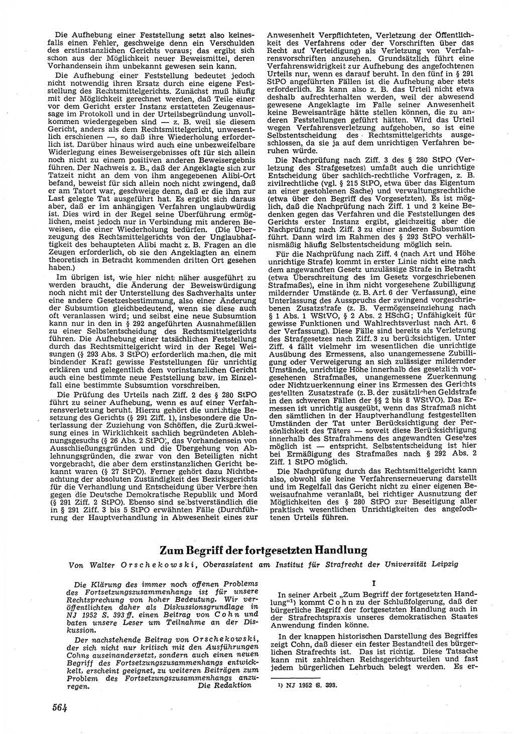 Neue Justiz (NJ), Zeitschrift für Recht und Rechtswissenschaft [Deutsche Demokratische Republik (DDR)], 6. Jahrgang 1952, Seite 564 (NJ DDR 1952, S. 564)