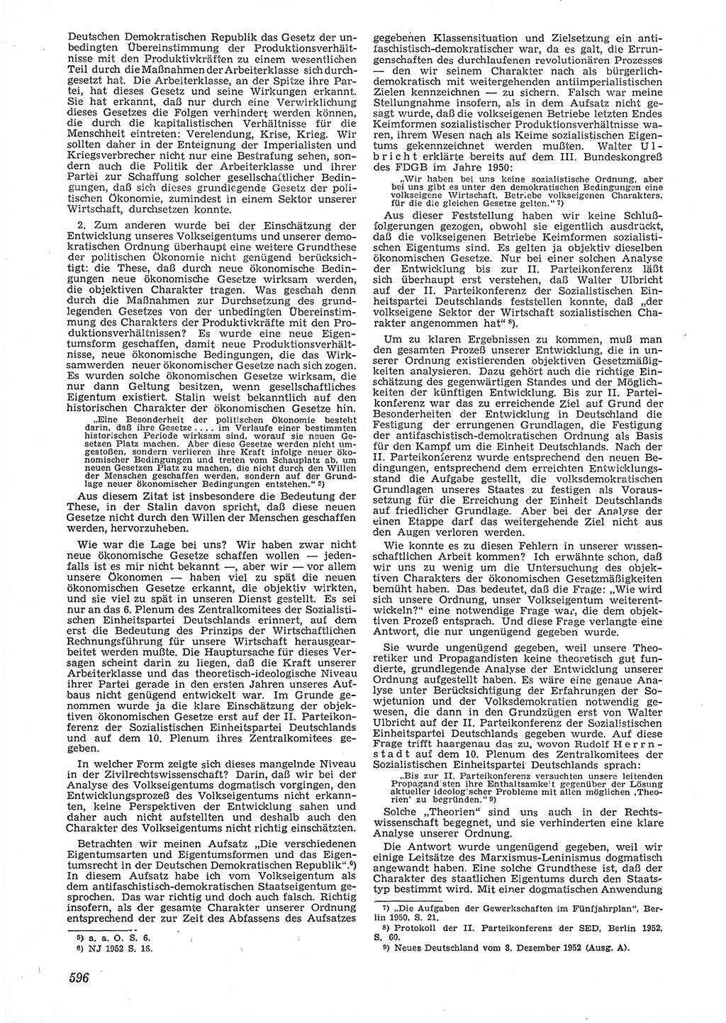 Neue Justiz (NJ), Zeitschrift für Recht und Rechtswissenschaft [Deutsche Demokratische Republik (DDR)], 6. Jahrgang 1952, Seite 596 (NJ DDR 1952, S. 596)
