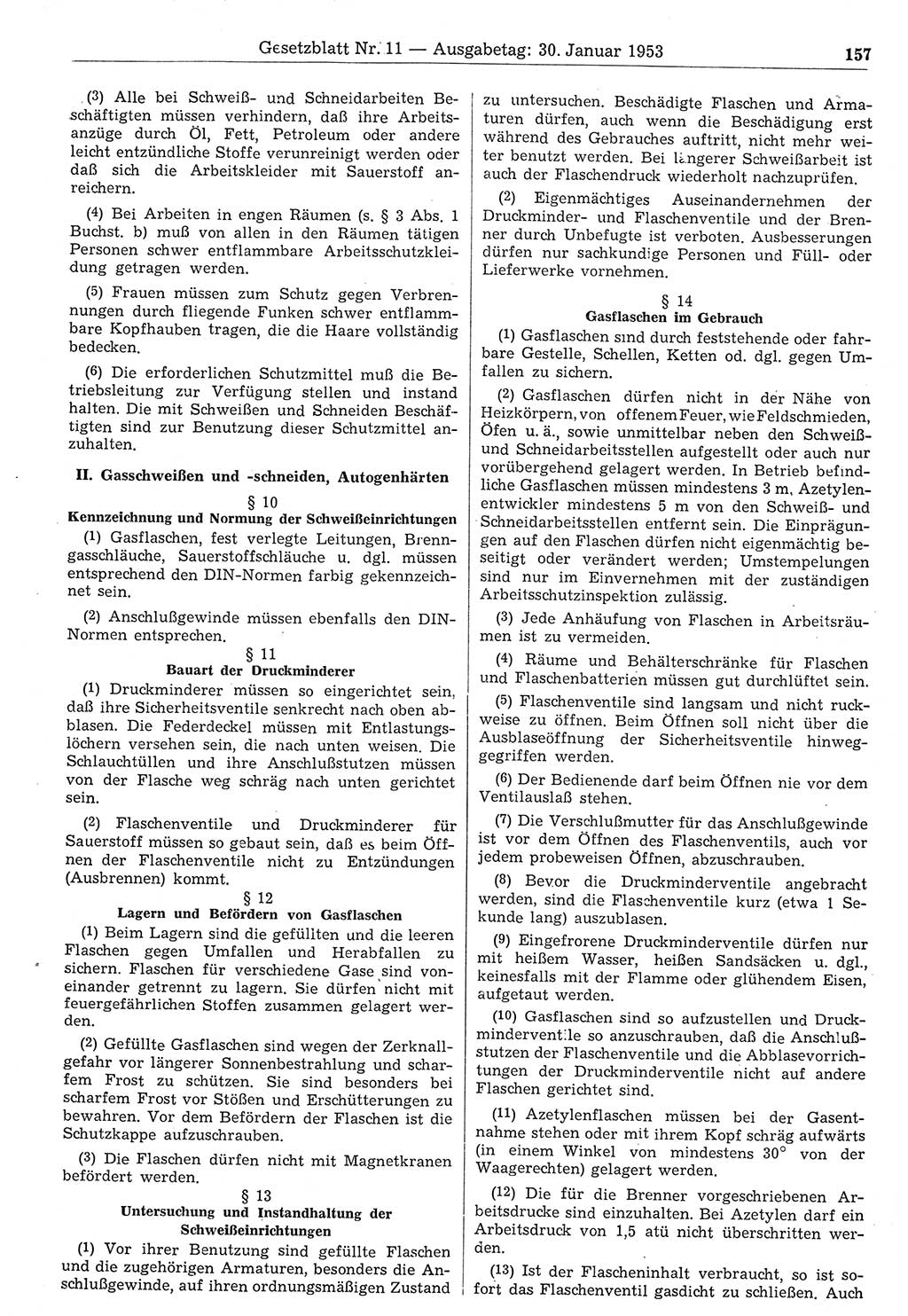 Gesetzblatt (GBl.) der Deutschen Demokratischen Republik (DDR) 1953, Seite 157 (GBl. DDR 1953, S. 157)