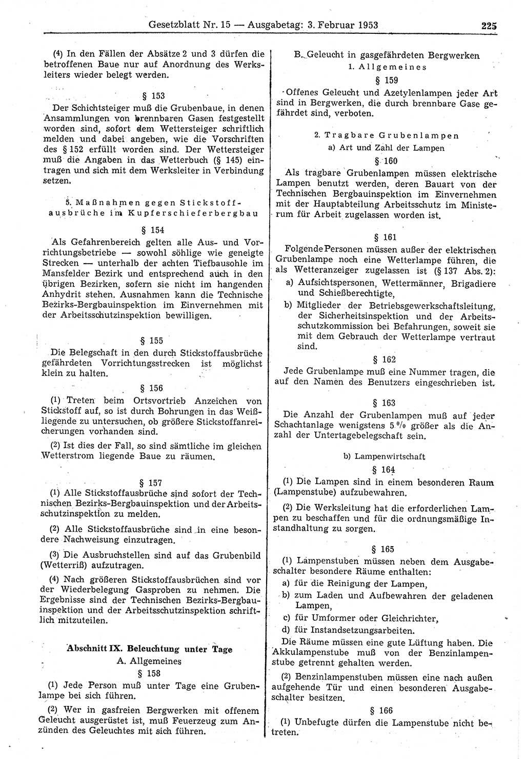 Gesetzblatt (GBl.) der Deutschen Demokratischen Republik (DDR) 1953, Seite 225 (GBl. DDR 1953, S. 225)