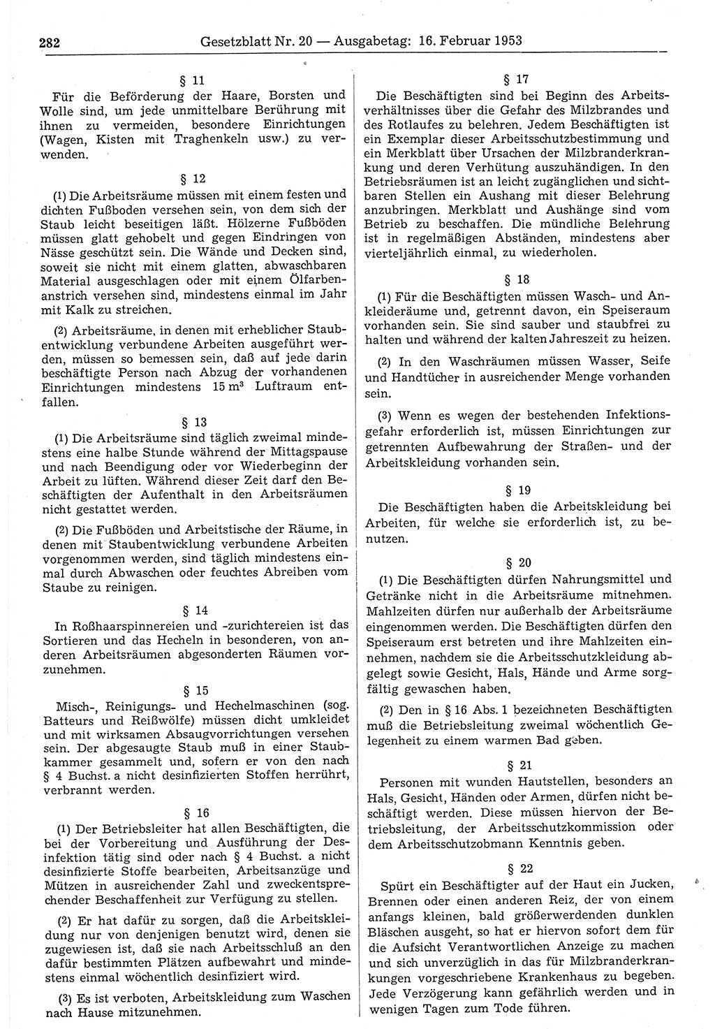 Gesetzblatt (GBl.) der Deutschen Demokratischen Republik (DDR) 1953, Seite 282 (GBl. DDR 1953, S. 282)