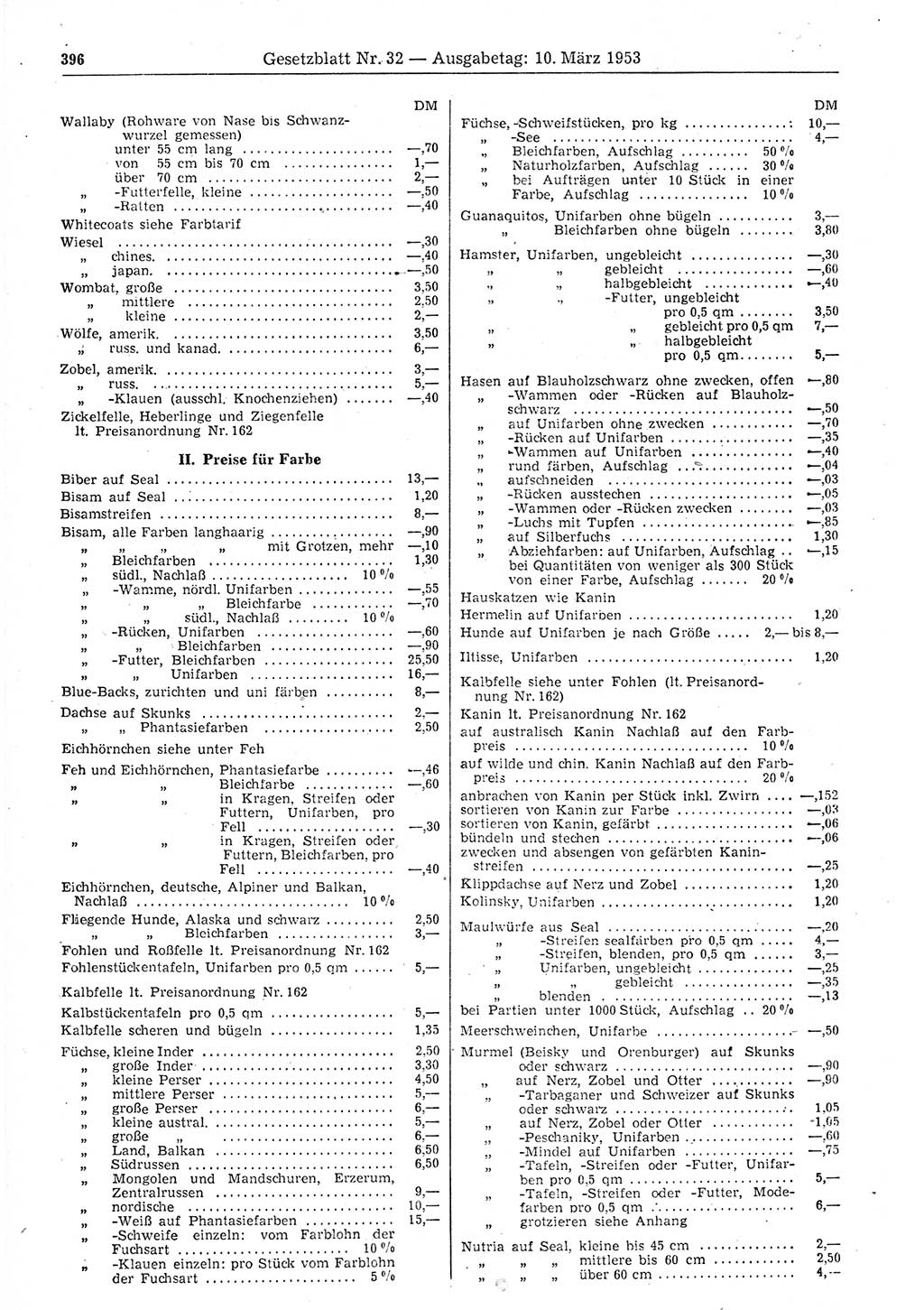 Gesetzblatt (GBl.) der Deutschen Demokratischen Republik (DDR) 1953, Seite 396 (GBl. DDR 1953, S. 396)