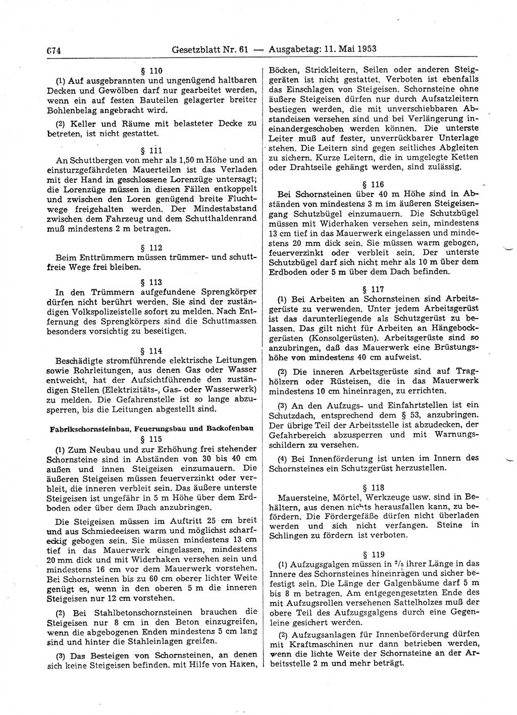 Gesetzblatt (GBl.) der Deutschen Demokratischen Republik (DDR) 1953, Seite 674 (GBl. DDR 1953, S. 674)