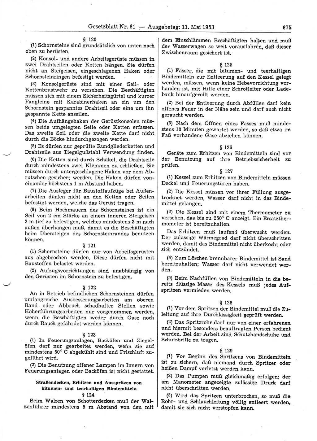 Gesetzblatt (GBl.) der Deutschen Demokratischen Republik (DDR) 1953, Seite 675 (GBl. DDR 1953, S. 675)