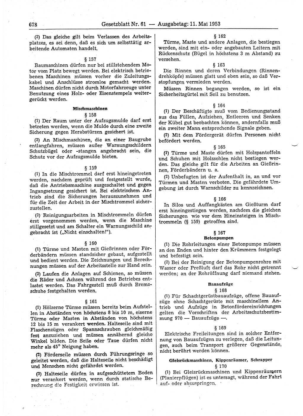 Gesetzblatt (GBl.) der Deutschen Demokratischen Republik (DDR) 1953, Seite 678 (GBl. DDR 1953, S. 678)
