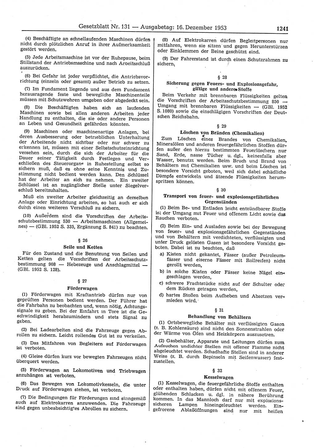 Gesetzblatt (GBl.) der Deutschen Demokratischen Republik (DDR) 1953, Seite 1241 (GBl. DDR 1953, S. 1241)