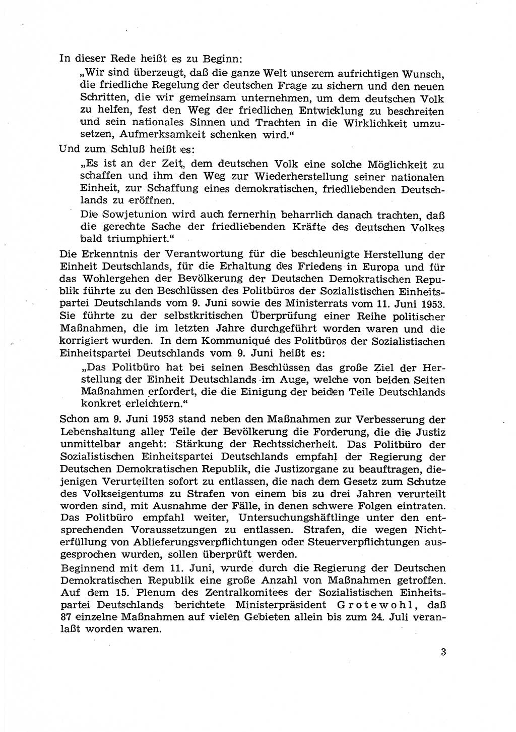 Hauptaufgaben der Justiz [Deutsche Demokratische Republik (DDR)] bei der Durchführung des neuen Kurses 1953, Seite 3 (Hpt.-Aufg. J. DDR 1953, S. 3)