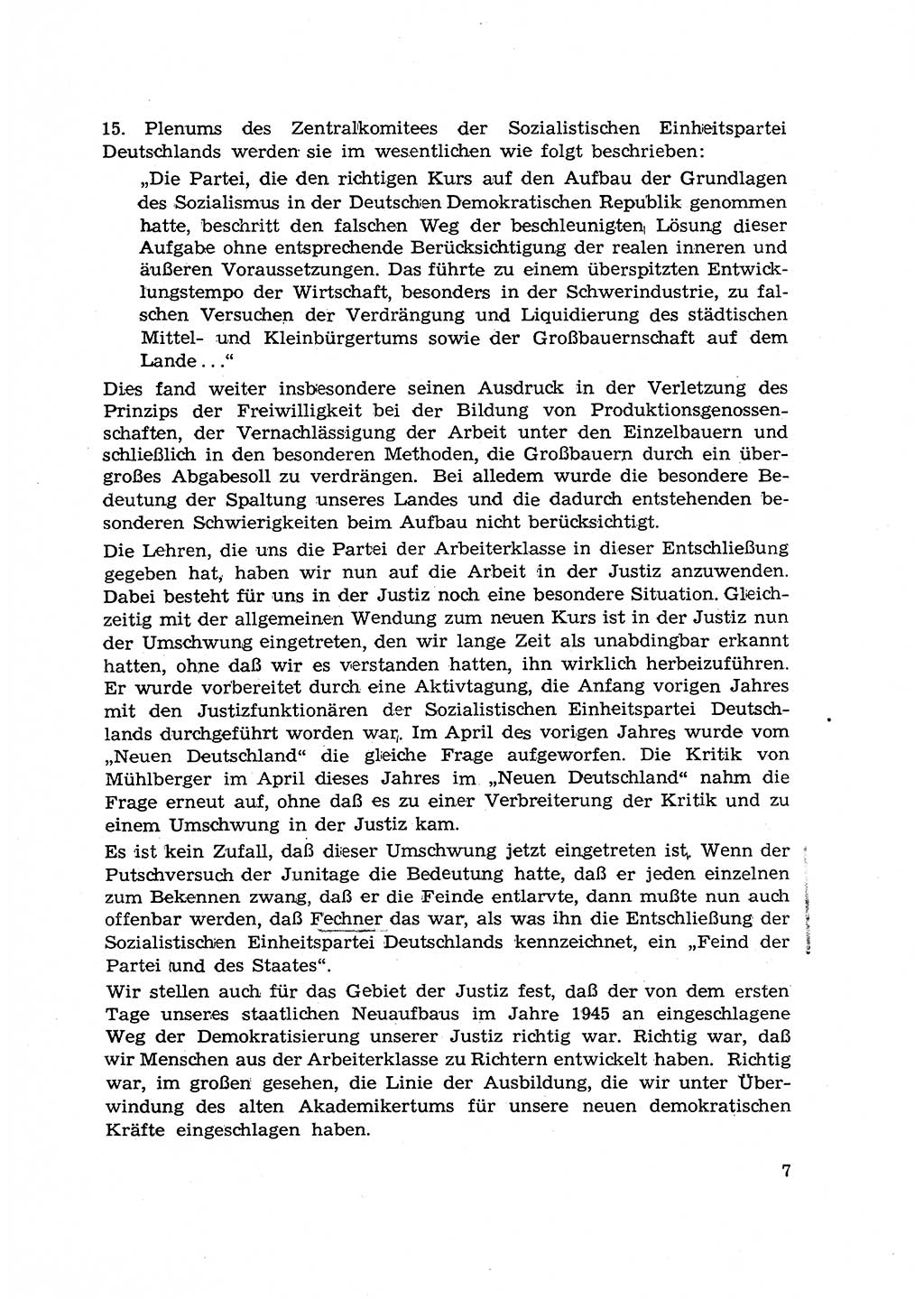 Hauptaufgaben der Justiz [Deutsche Demokratische Republik (DDR)] bei der Durchführung des neuen Kurses 1953, Seite 7 (Hpt.-Aufg. J. DDR 1953, S. 7)