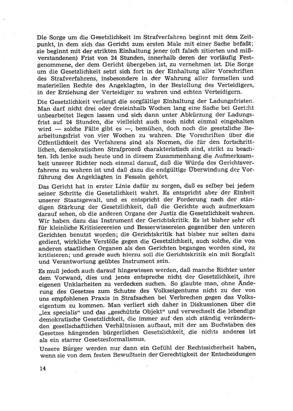 Hauptaufgaben der Justiz [Deutsche Demokratische Republik (DDR)] bei der Durchführung des neuen Kurses 1953, Seite 14 (Hpt.-Aufg. J. DDR 1953, S. 14)