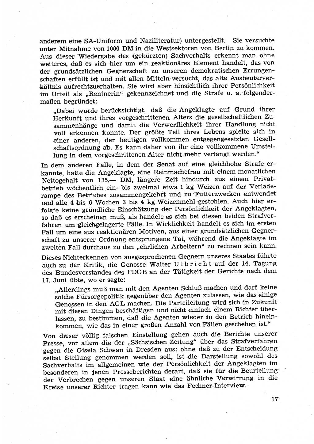 Hauptaufgaben der Justiz [Deutsche Demokratische Republik (DDR)] bei der Durchführung des neuen Kurses 1953, Seite 17 (Hpt.-Aufg. J. DDR 1953, S. 17)