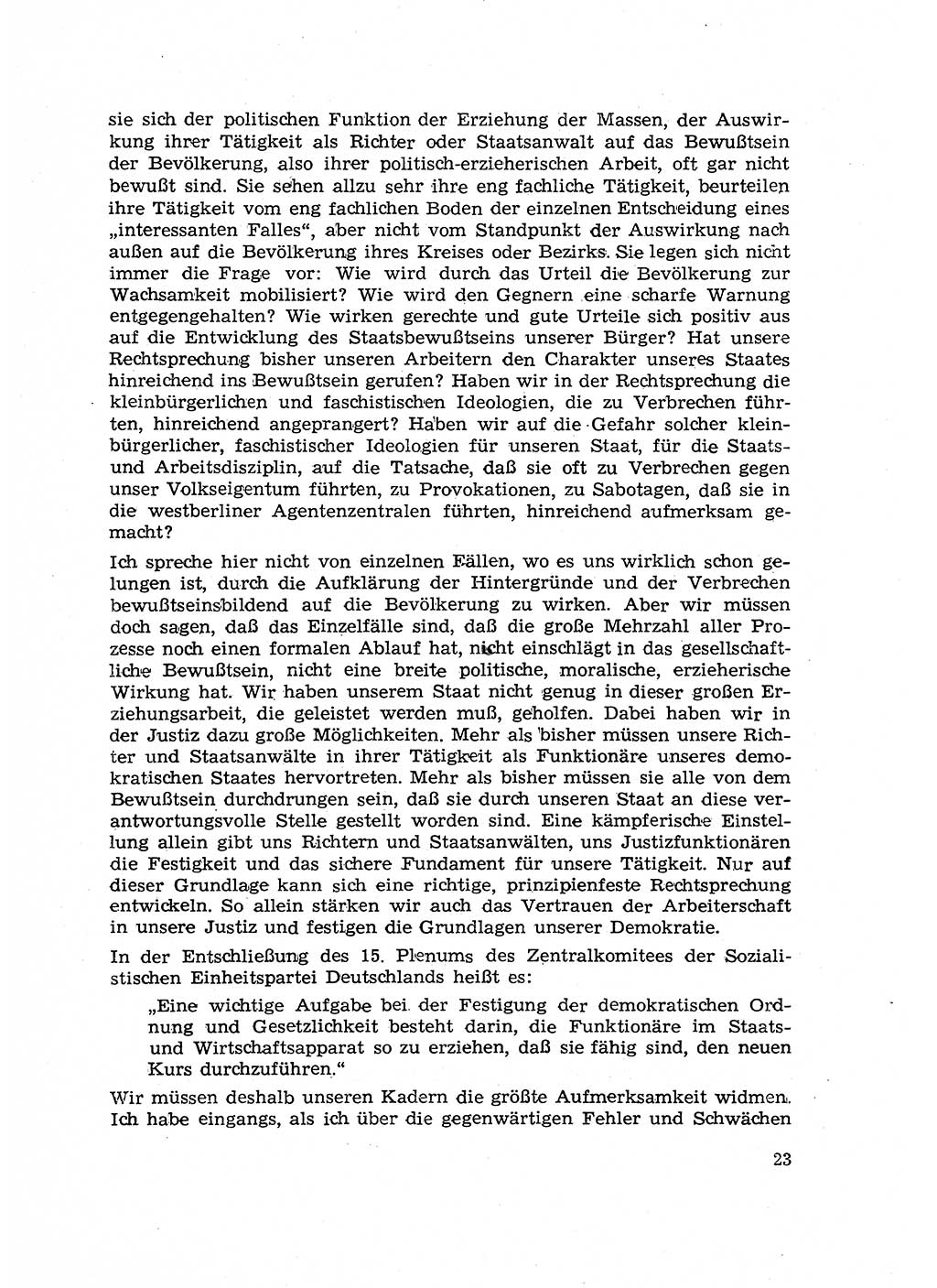 Hauptaufgaben der Justiz [Deutsche Demokratische Republik (DDR)] bei der Durchführung des neuen Kurses 1953, Seite 23 (Hpt.-Aufg. J. DDR 1953, S. 23)