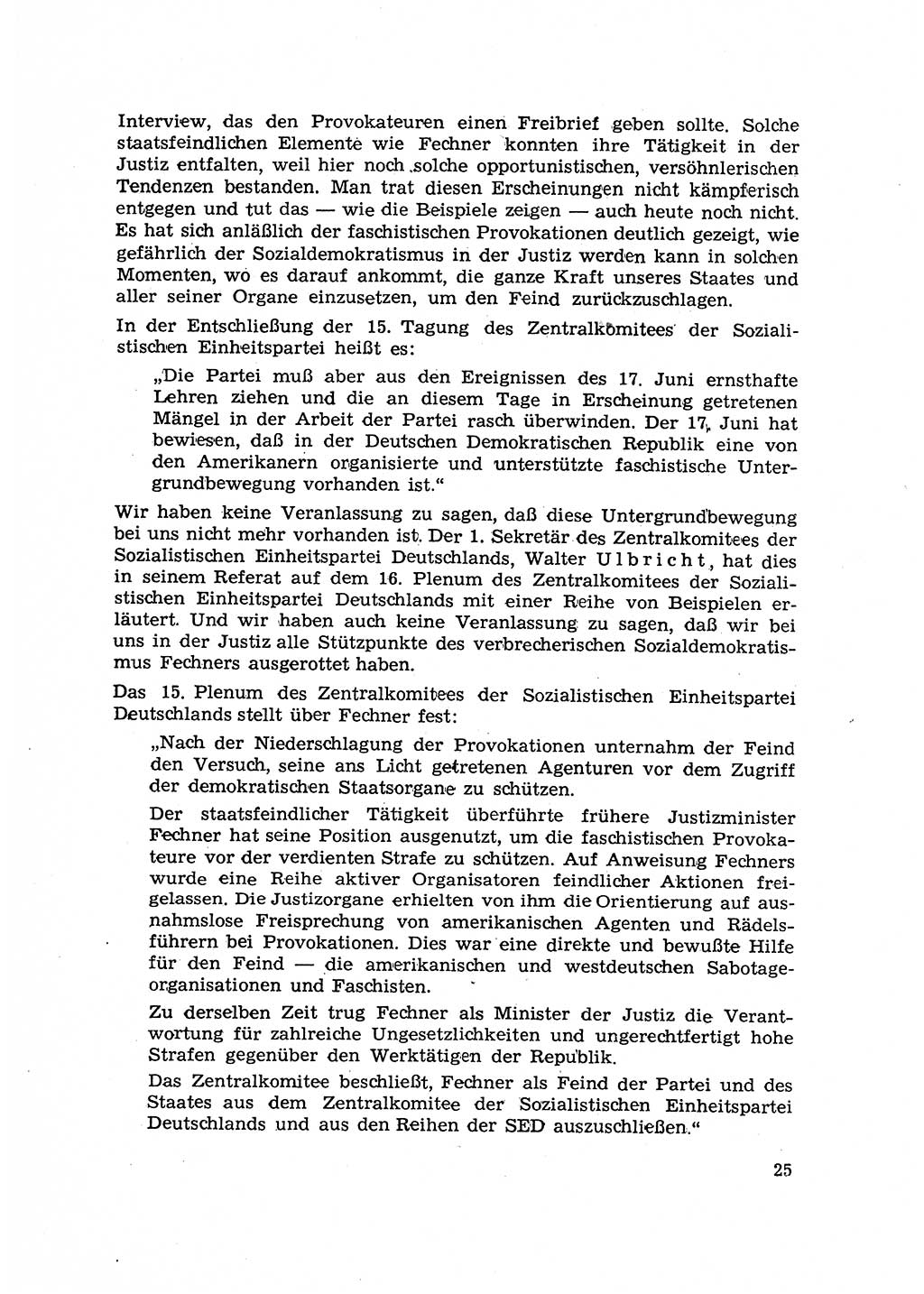 Hauptaufgaben der Justiz [Deutsche Demokratische Republik (DDR)] bei der Durchführung des neuen Kurses 1953, Seite 25 (Hpt.-Aufg. J. DDR 1953, S. 25)