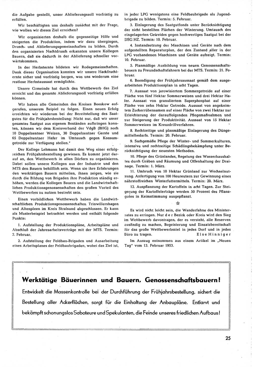 Neuer Weg (NW), Organ des Zentralkomitees (ZK) [Sozialistische Einheitspartei Deutschlands (SED)] für alle Parteiarbeiter, 8. Jahrgang [Deutsche Demokratische Republik (DDR)] 1953, Heft 4/25 (NW ZK SED DDR 1953, H. 4/25)